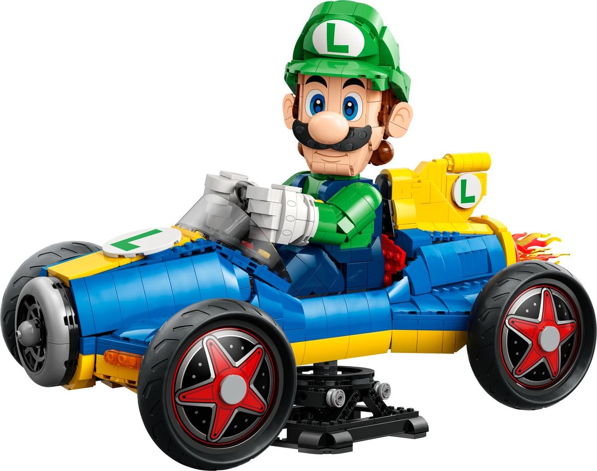 LEGO Super Mario Mario Kart Luigi en Mach 8 72050, Luigi achter het stuur van zijn groene kart